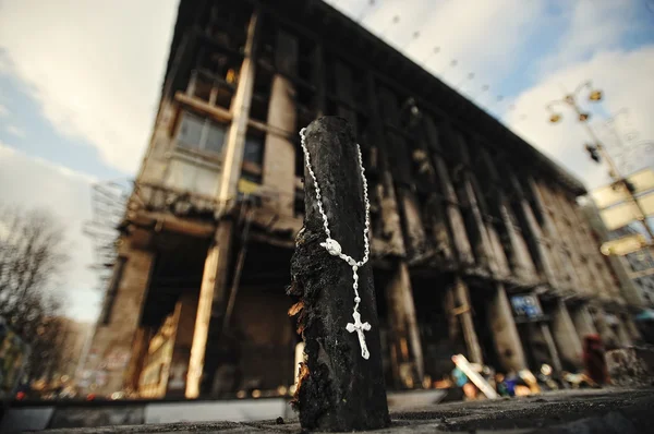 QUIIV, UCRÂNIA - FEVEREIRO DE 2014: Euromaidan. Revolução da Liberdade — Fotografia de Stock
