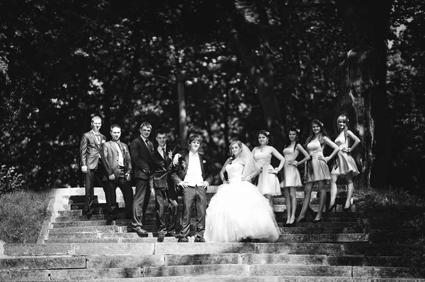 Wedding couple , groomsman and  bridesmaid — Stock Photo, Image