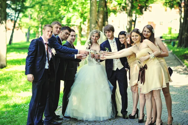 Pareja de boda, padrino y dama de honor — Foto de Stock