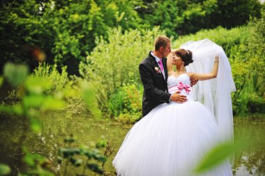 wedding couple in love at their happy day