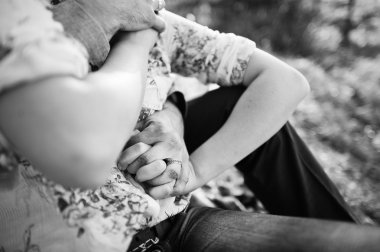 Happy and positive couple in autumn love story