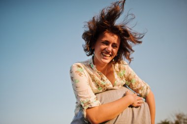 Happy and positive couple in autumn love story