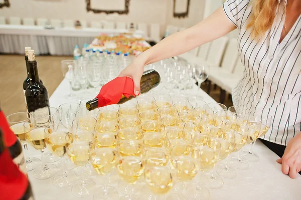 Glasses of champagne on wedding reception — Stock Photo, Image