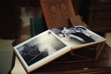 Kahverengi Doğal deri klasik düğün photobook ve albüm