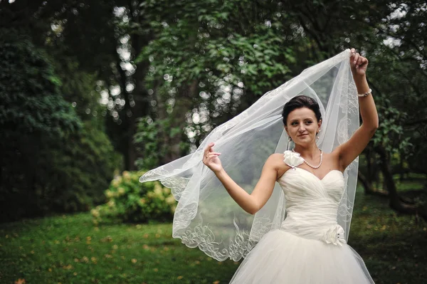 若いロマンチックなブルネットの花嫁 — ストック写真