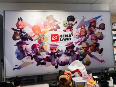 Manchester, İngiltere - 26 Eylül 2025: Kenji Diyarı 'ndan çeşitli karikatür figürleri aksiyon ve eğlenceli maceralara hazır.