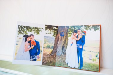 mavi ve turuncu Tekstil düğün fotoğraf kitabı ve albüm