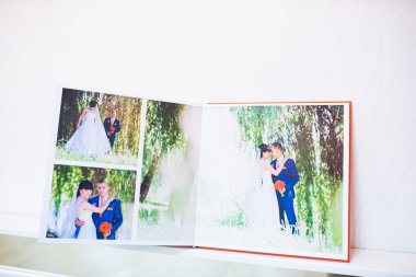 mavi ve turuncu Tekstil düğün fotoğraf kitabı ve albüm