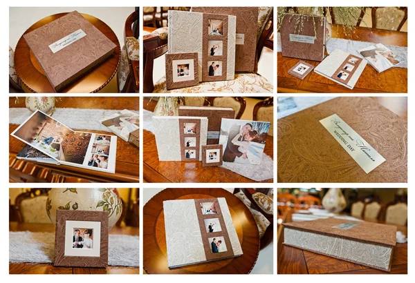 Textile wedding photo book and album — 스톡 사진