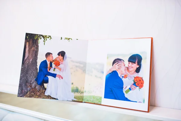 Azul e laranja casamento têxtil foto livro e álbum — Fotografia de Stock