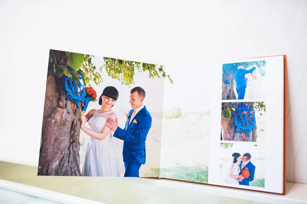 Azul e laranja casamento têxtil foto livro e álbum — Fotografia de Stock