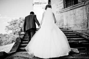 İhale düğün çift arka plan eski mimari kale