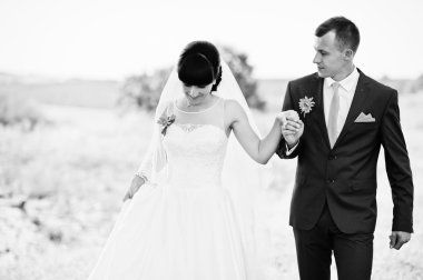 Düğün çift siyah beyaz portre