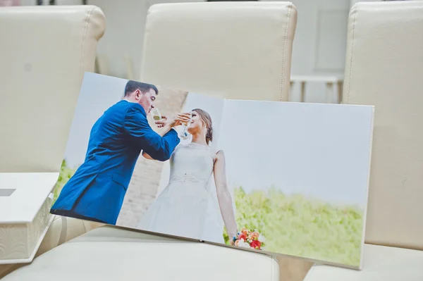 white leather wedding book and album