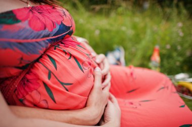 Mutlu genç bekliyor bebek, hamile kadın kocası ile Çift