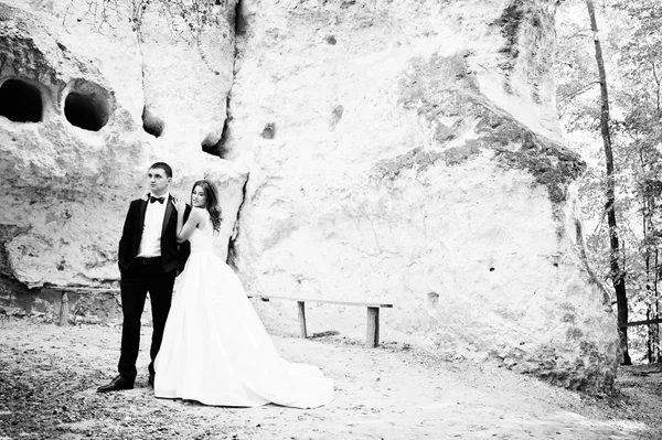 Дуже чуттєва і горезвісна весільна пара на мальовничих землях — стокове фото