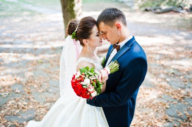 Muhteşem Düğün çifti aşık sonbahar Park