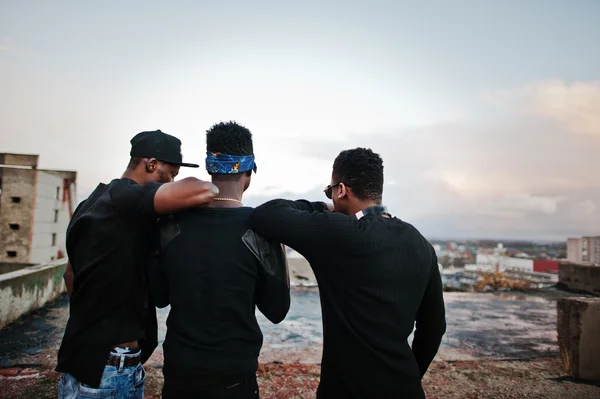 Drie rap zangers band op het dak — Stockfoto