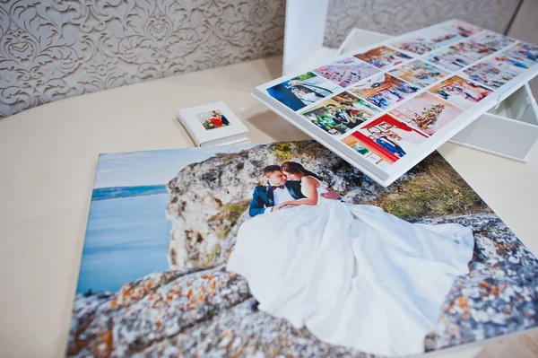 Luxury white leather wedding photo άλμπουμ και βιβλίο φωτογραφιών — Φωτογραφία Αρχείου