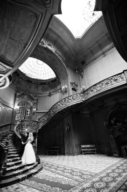 Şık düğün çift eski vintage house ve büyük Saray 