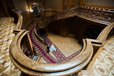 Şık düğün çift eski vintage house ve büyük Saray 