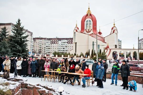 Oekraïne. Lviv - 14 januari 2016: Kerstmis geboorte scène parad — Stockfoto