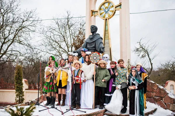 Ukraina. Lwów - 14 stycznia 2016: Boże Narodzenia scena parad — Zdjęcie stockowe