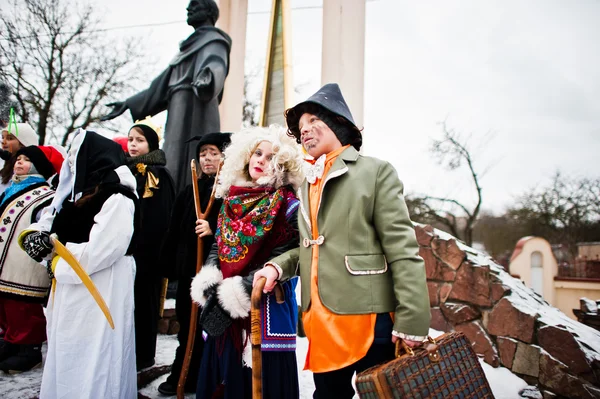 UCRÂNIA. LVIV - JANEIRO 14, 2016: Presépio de Natal — Fotografia de Stock