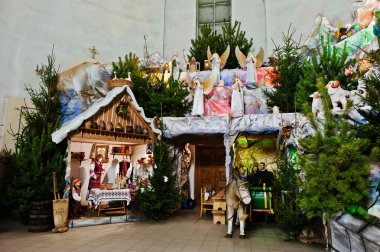 Çok büyük Noel nativity beşik 