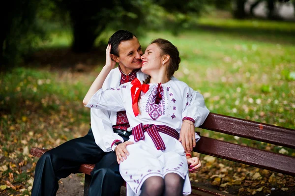Couple on traditional dress in love — Stock Photo, Image