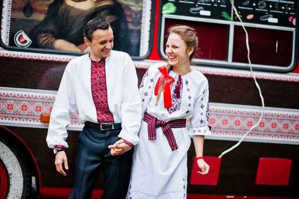 Couple on traditional dress in love — Stock Photo, Image
