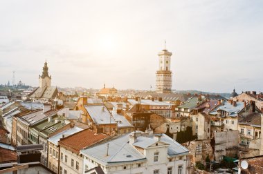 Eski şehir Lviv, yüksek Kalesi Panoraması. Ukrayna. 