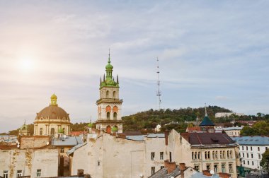 Eski şehir Lviv, yüksek Kalesi Panoraması. Ukrayna. 