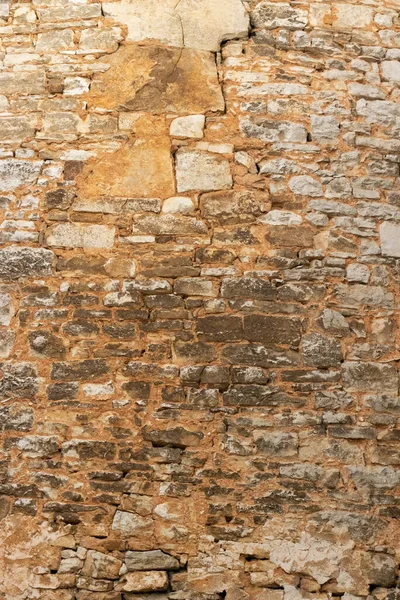 Αρχαίος Ραγισμένος Πέτρινος Τοίχος Από Λιθόστρωτα — Φωτογραφία Αρχείου