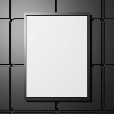 Siyah duvarda asılı 3 boyutlu bir tuval.