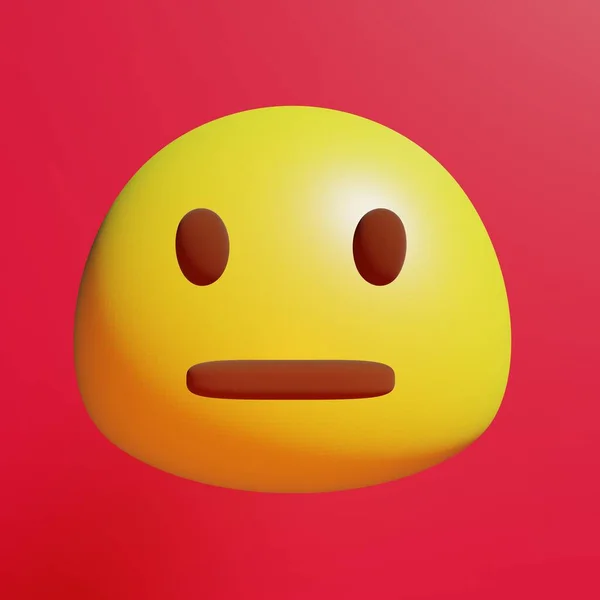 Söt Neutral Emoji Lowpoly — Stockfoto
