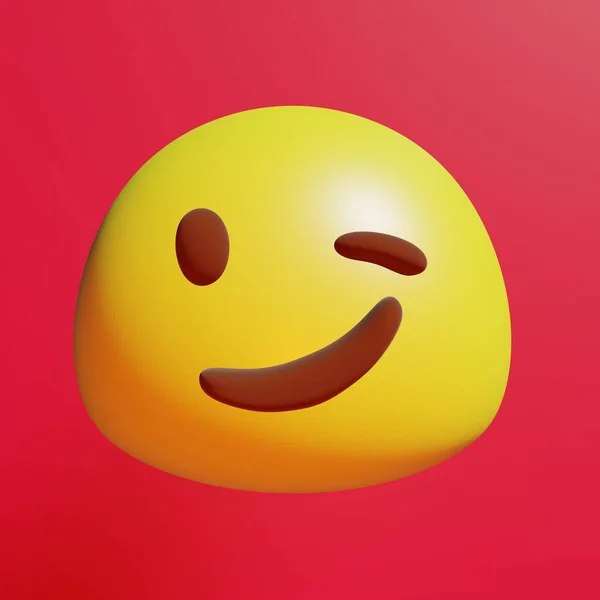 Niedliches Blinkendes Oder Flirty Emoji — Stockfoto