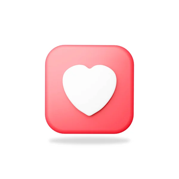 红色和白色3D爱情图标 — 图库照片