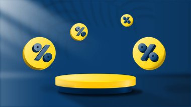 Arka planda bitki gölgeleri olan sarı 3D podyum