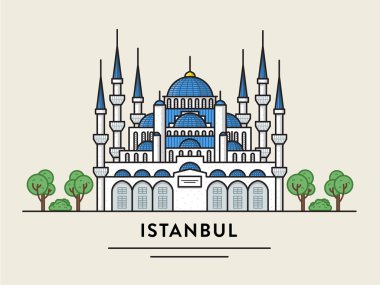 Istanbul Türkiye detaylı silueti düz tasarlamak vektör.
