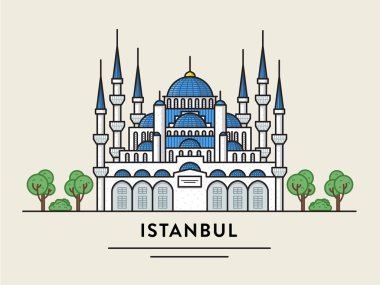 Istanbul Türkiye detaylı silueti düz tasarlamak vektör.