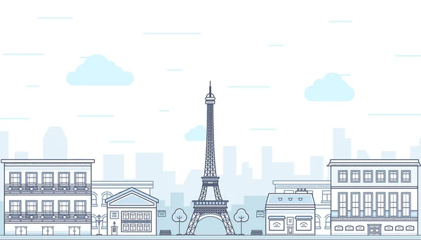 Париж, Франция с Эйфелевой башней. Векторная иллюстрация . — стоковый вектор