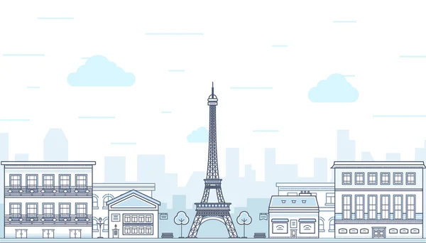 París, Francia con torre Eiffel. Ilustración vectorial . Ilustraciones de stock libres de derechos