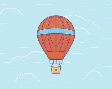 Sıcak hava balon vektör Illustration. Seyahat ve ilham kavramı.