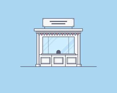 Vector illustration of a kiosk. Trading and market place concept. Illustration for web clipart