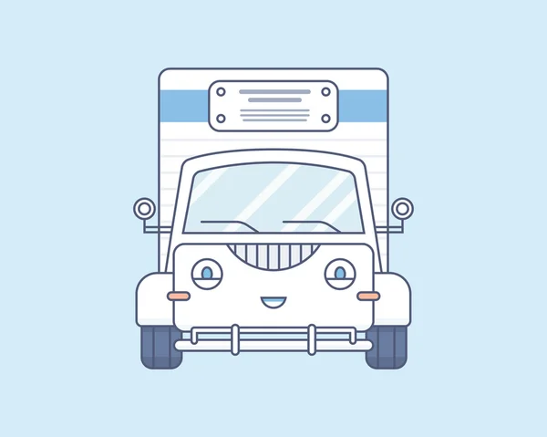 Simple camion souriant mignon sur un fond bleu clair . — Image vectorielle