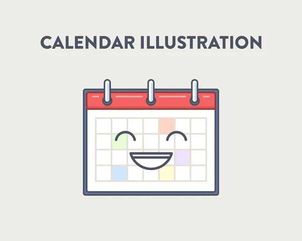 Vectorillustratie van een eenvoudig, leuk, lachende kalender, witte achtergrond. Succesvolle planning concept Stockillustratie