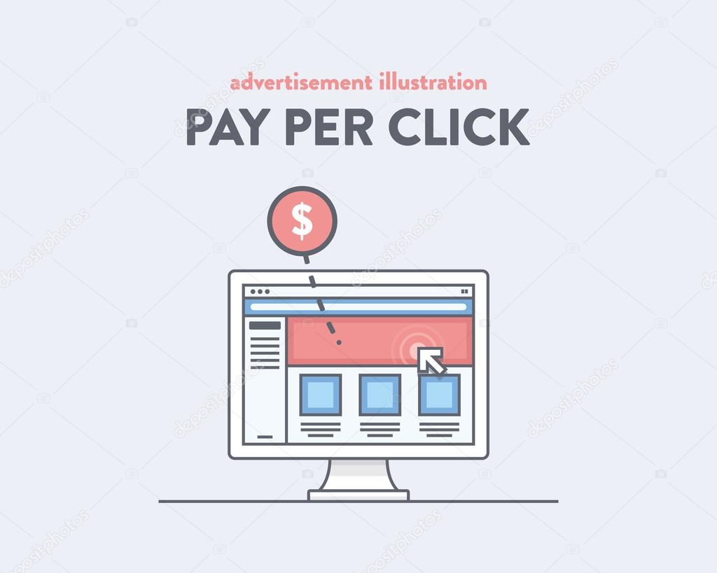 Advertisement vector illustration of internet marketing, Pay per click, SEO optimization