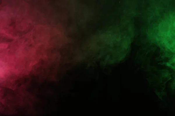 Smoke Red Green Light Black Background — Stock Photo, Image