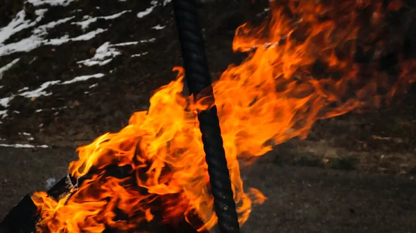 Heat Fire Flames Melts Snow — Zdjęcie stockowe